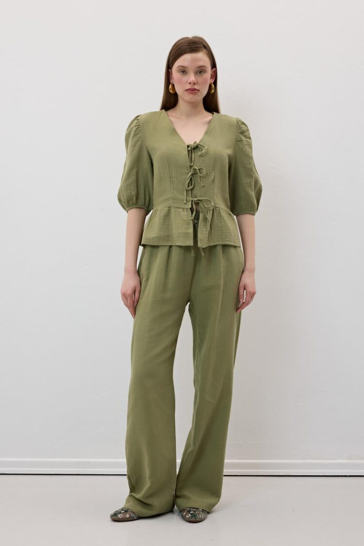 Elastic Waist Mueslin Pants - Producer: Levure - Wholesale Women Clothes - TheBS Women