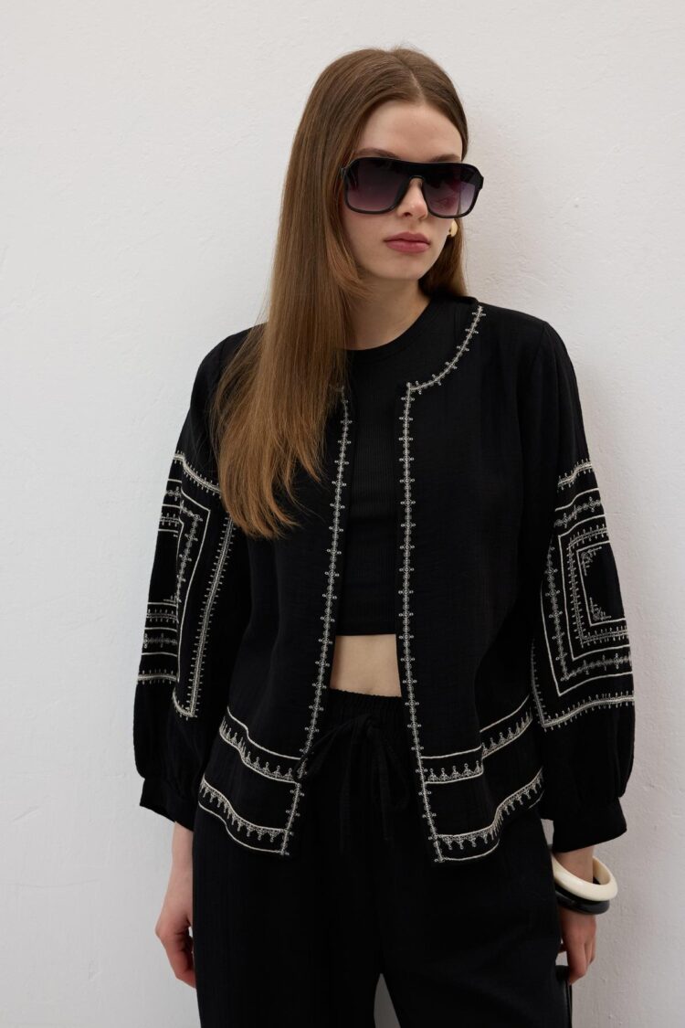Front And Sleeve Embroidery Detailed Shirt - Producer: Levure - Wholesale Women Clothes - TheBS Women