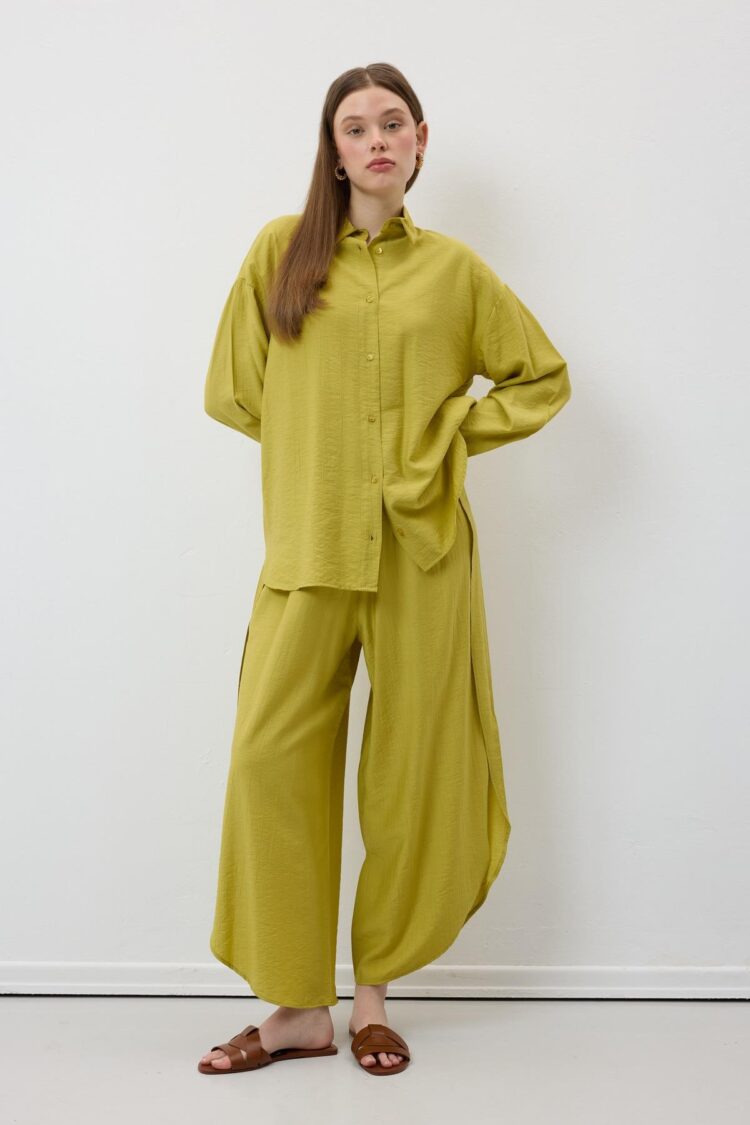 Elastic Waist Slit Pants Oil - Producer: Levure - Wholesale Women Clothes - TheBS Women