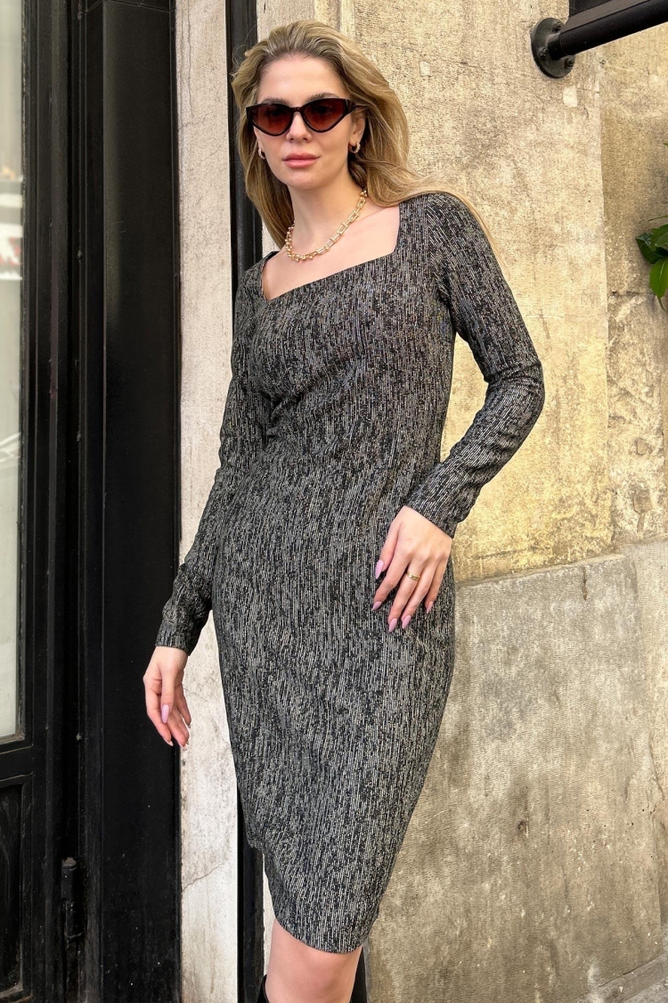 Knitwear Square NeckDress - Brand: Juste - Women & Kids, Baby Clothes Wholesale - TheBS Women