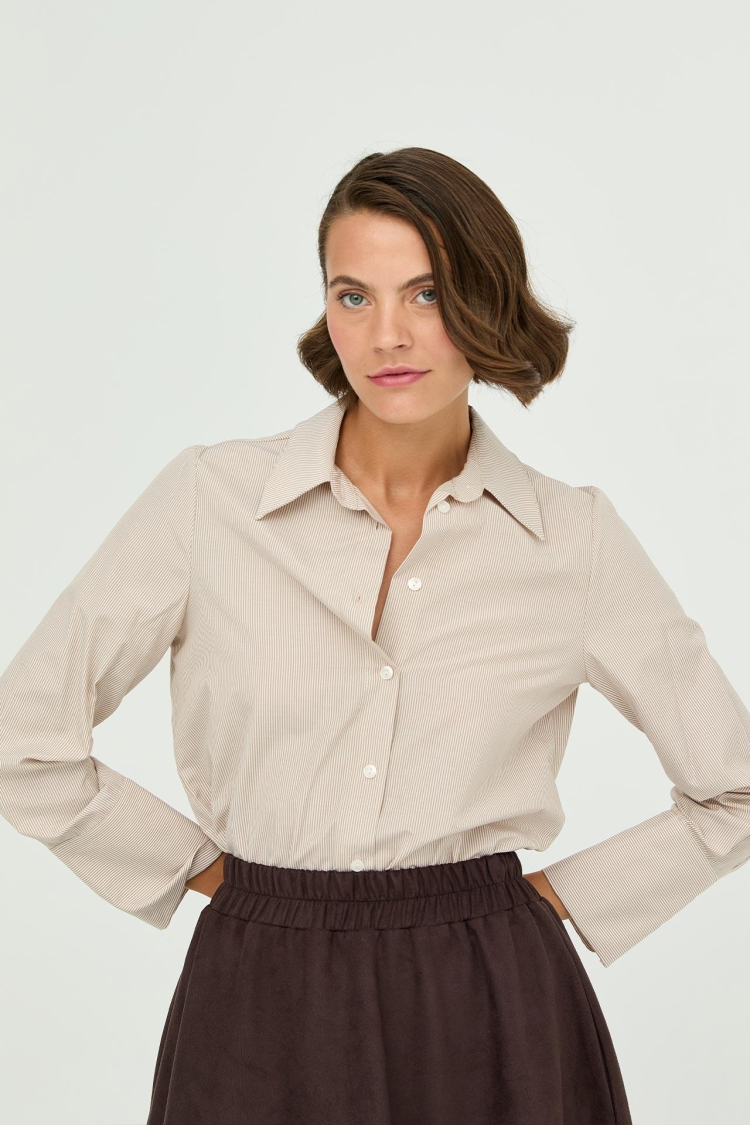 Stripe Pattern Poplin Shirt - Producer: Juste - Wholesale Women Clothes - TheBS Women