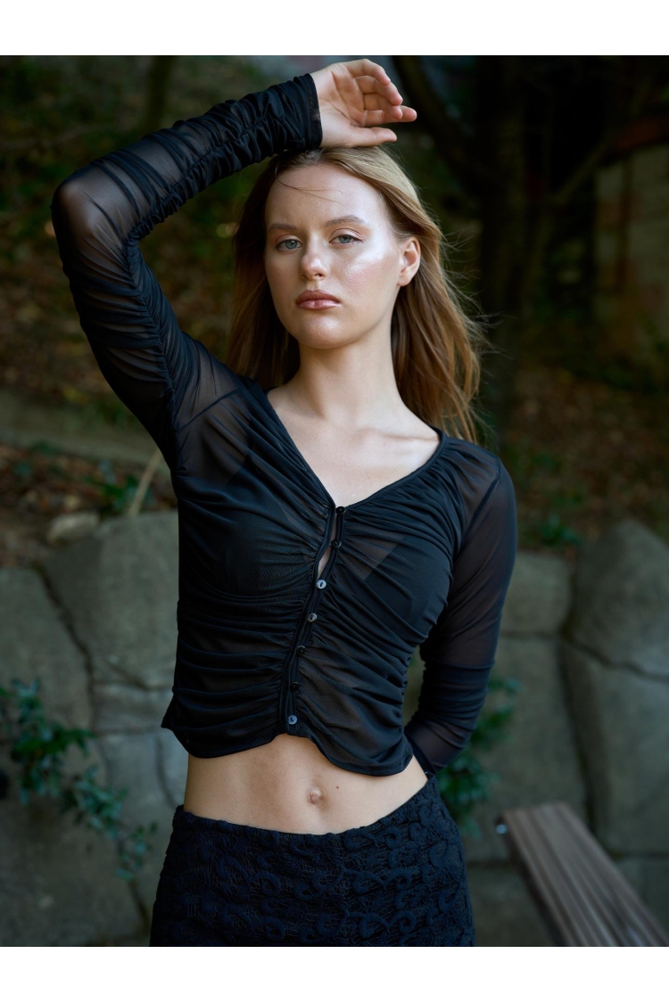 Tulle Button Blouse - Brand: Juste - Women & Kids, Baby Clothes Wholesale - TheBS Women