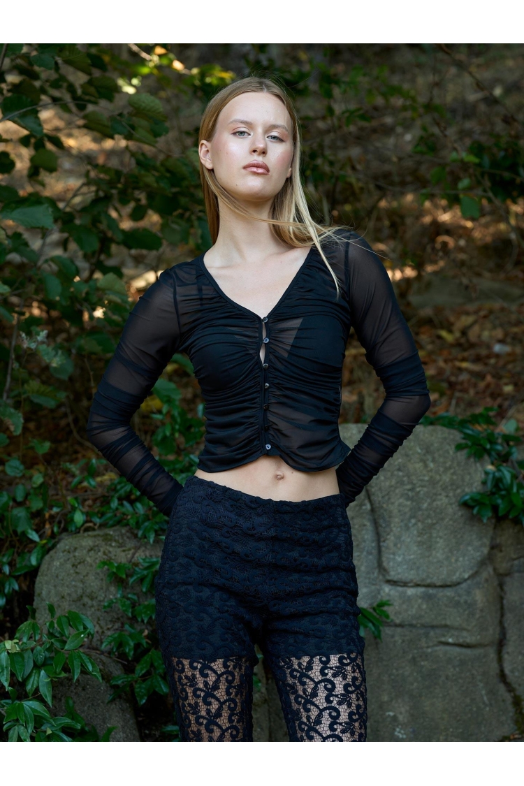 Tulle Button Blouse - Brand: Juste - Women & Kids, Baby Clothes Wholesale - TheBS Women