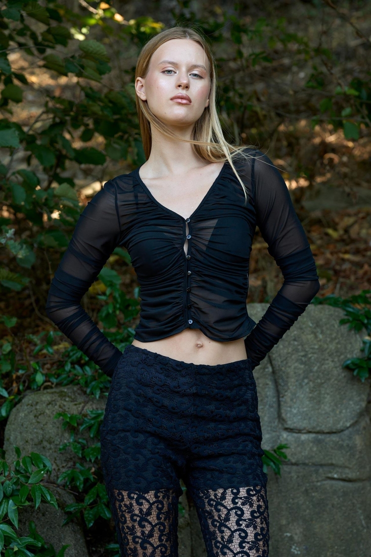 Tulle Button Blouse - Producer: Juste - Wholesale Women Clothes - TheBS Women