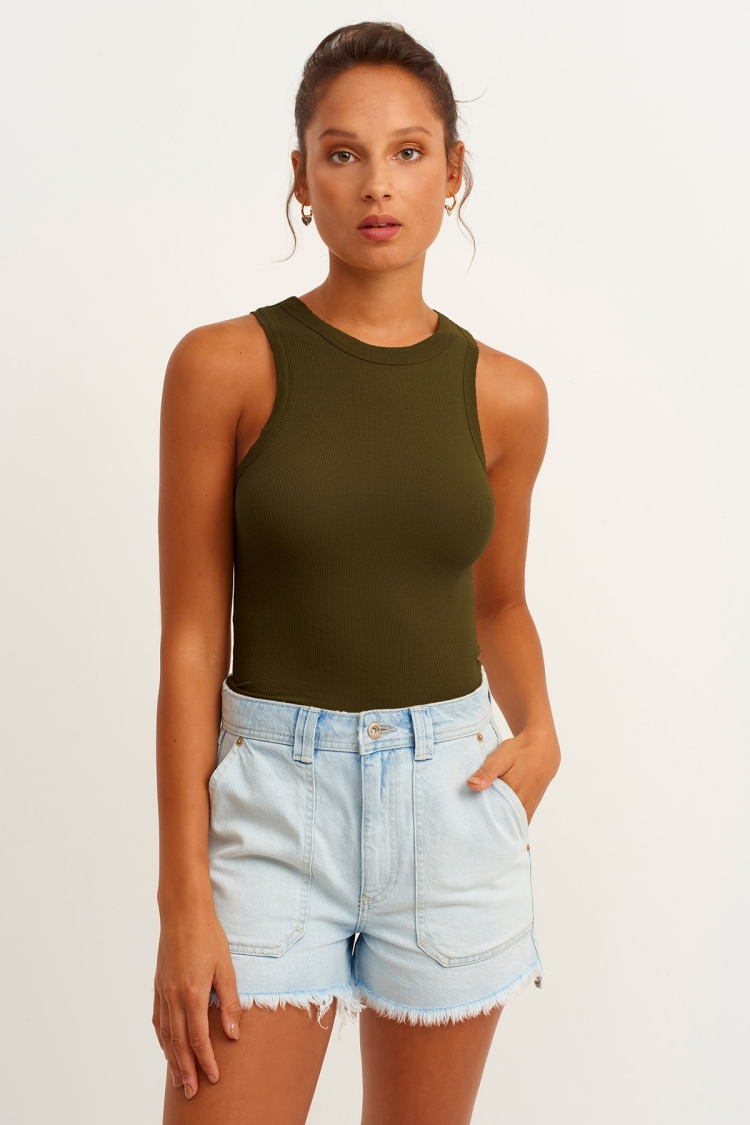 Ribbed Halter Neck Knitted Undershirt - Brand: la & vetta - Women & Kids, Baby Clothes Wholesale - TheBS Women