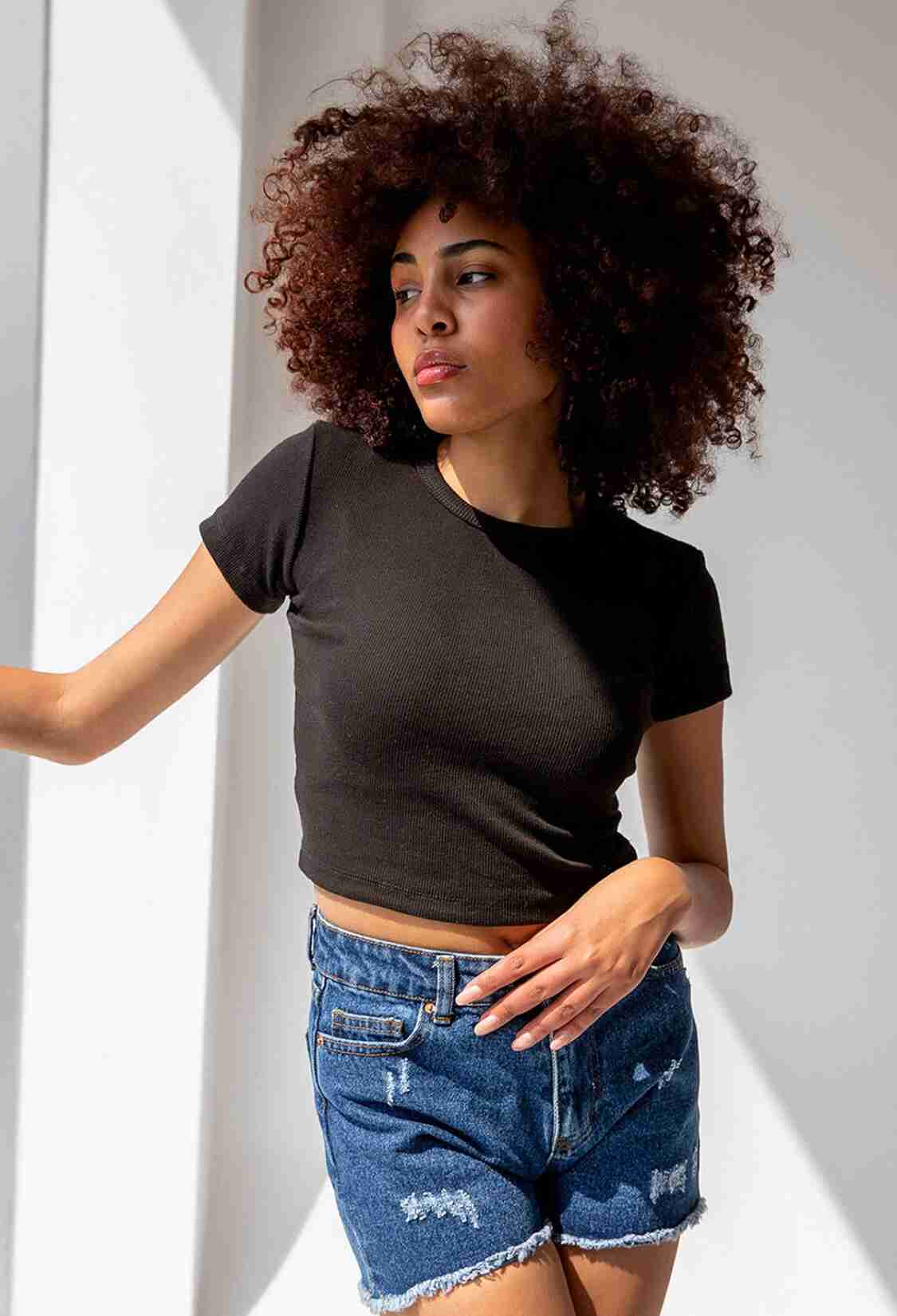 Ribbed Crew Neck Basic T-shirt - Brand: la & vetta - Women & Kids, Baby Clothes Wholesale - TheBS Women