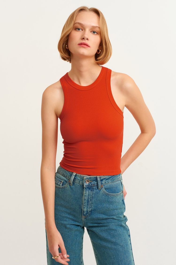 Ribbed Halter Neck Knitted Undershirt - Pomegranate Flower - Brand: la & vetta - Women & Kids, Baby Clothes Wholesale - TheBS Women