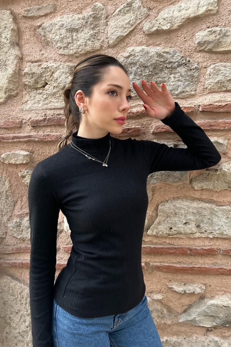 Half Turtleneck Ribbed Sweater - Brand: la & vetta - Women & Kids, Baby Clothes Wholesale - TheBS Women