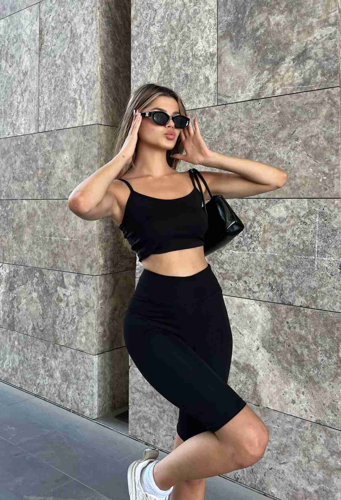 High Waist Slimming Short Sports Biker Leggings - Black - Brand: la & vetta - Women & Kids, Baby Clothes Wholesale - TheBS Women