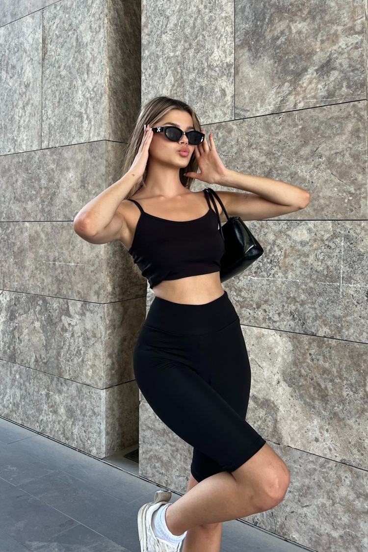 High Waist Slimming Short Sports Biker Leggings - Black - Brand: la & vetta - Women & Kids, Baby Clothes Wholesale - TheBS Women