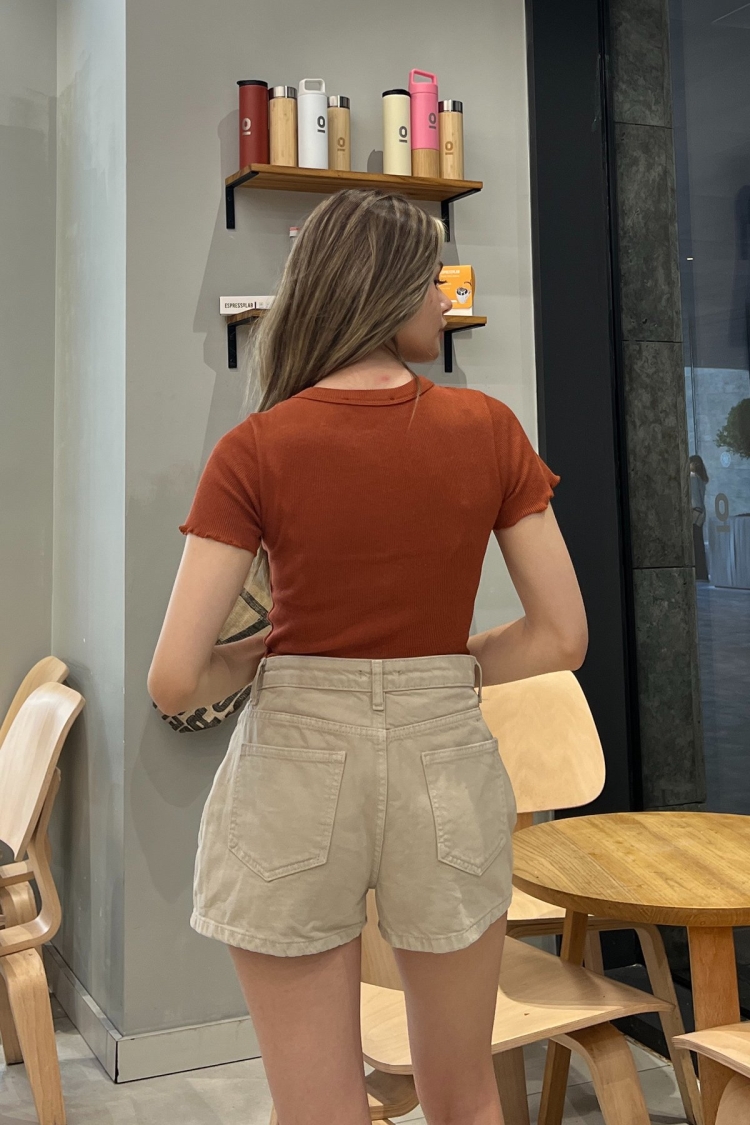 Ruffle Detailed Crop T-Shirt - Claret Red - Brand: la & vetta - Women & Kids, Baby Clothes Wholesale - TheBS Women
