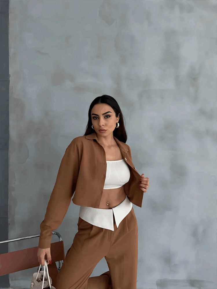 Waist Detailed Shirt Trouser Set - Producer: Ello - Wholesale Women Clothes - TheBS Women