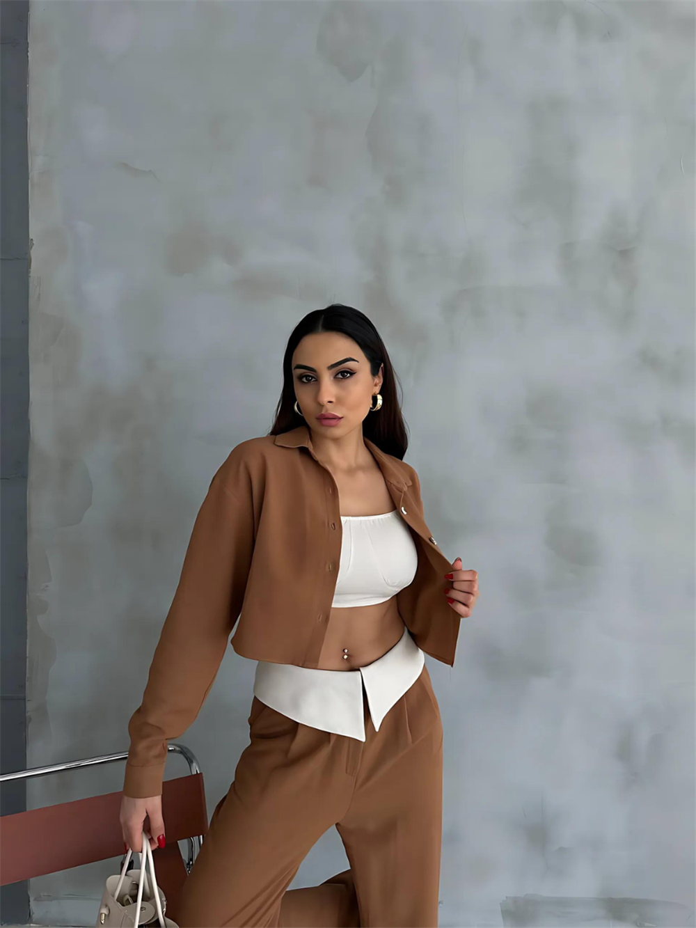 Waist Detailed Shirt Trouser Set - Producer: Ello - Wholesale Women Clothes - TheBS Women