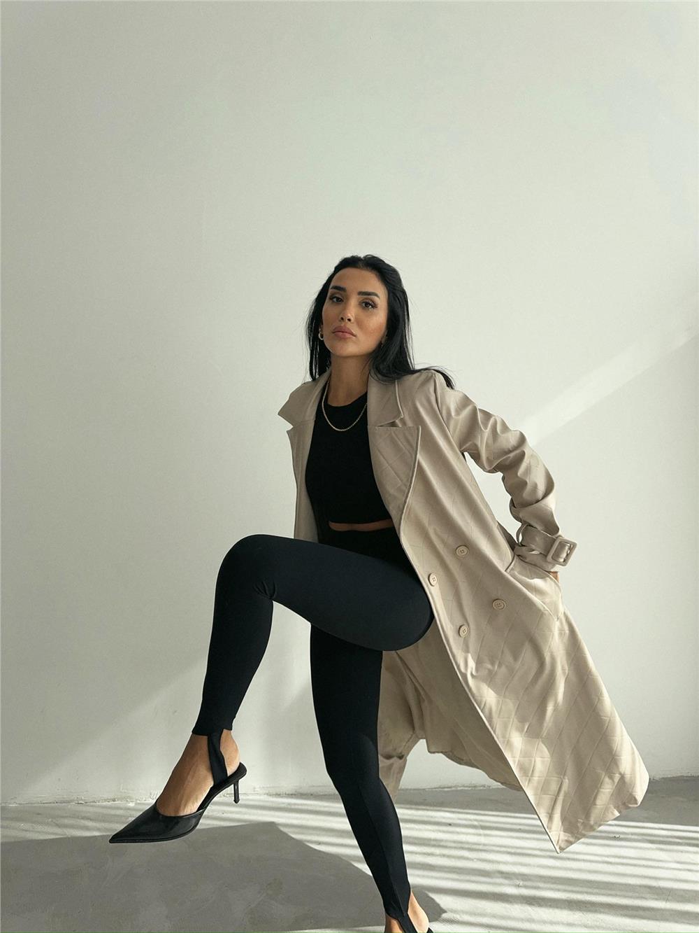 Quilted Leather Trench Coat - Producer: Ello - Wholesale Women Clothes - TheBS Women