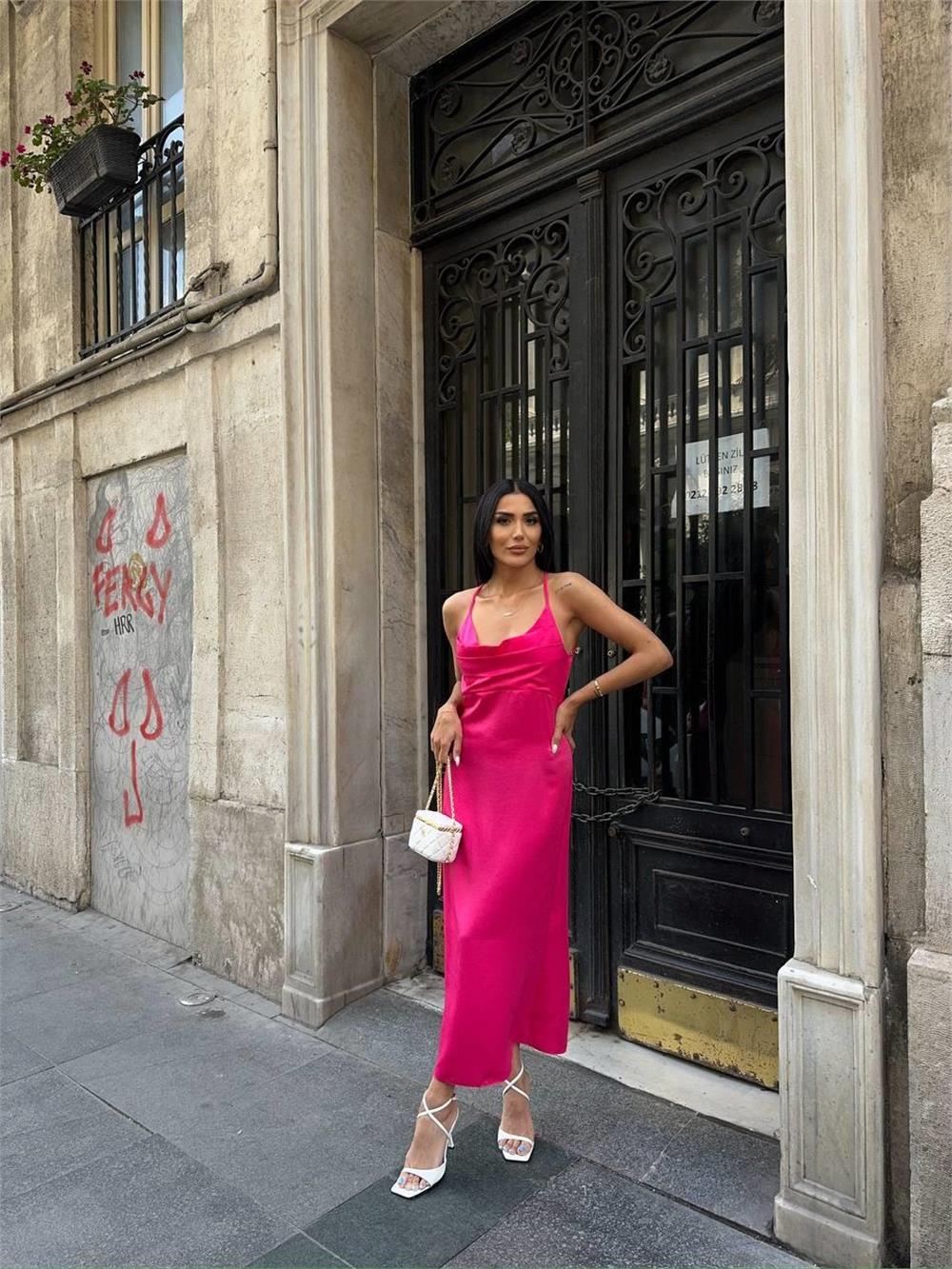 Backless Satin Dress - Producer: Ello - Wholesale Women Clothes - TheBS Women