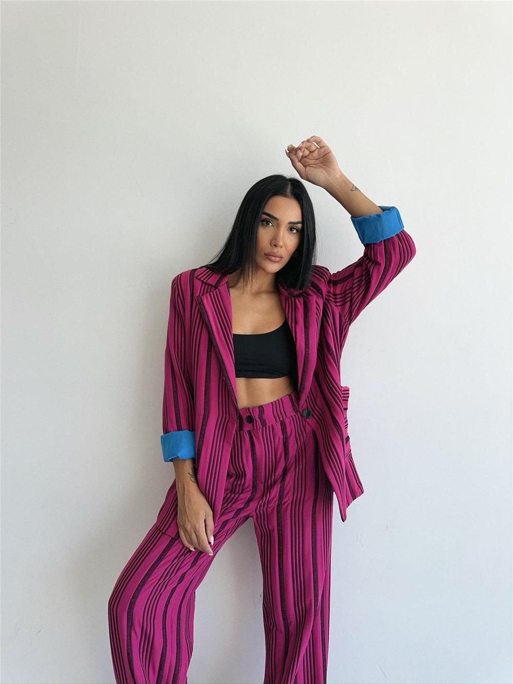 Striped Jacket Trouser Suit - Producer: Ello - Wholesale Women Clothes - TheBS Women