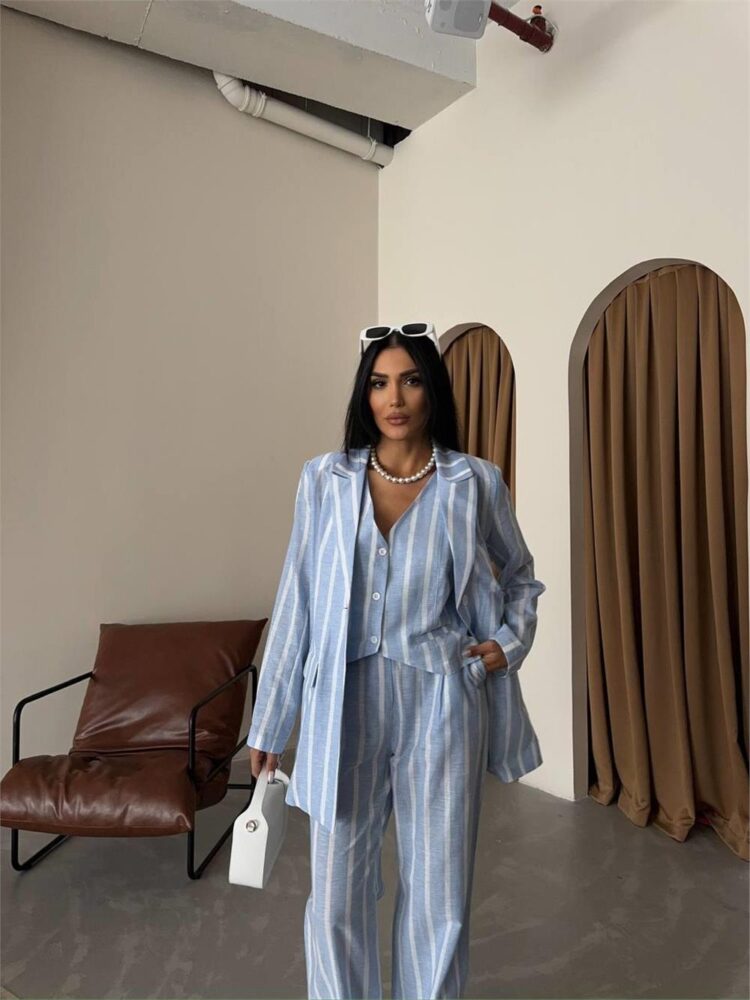Striped Linen Jacket - Producer: Ello - Wholesale Women Clothes - TheBS Women