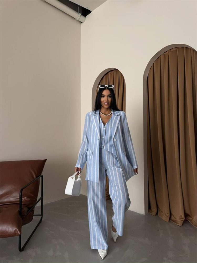 Striped Linen Jacket - Producer: Ello - Wholesale Women Clothes - TheBS Women