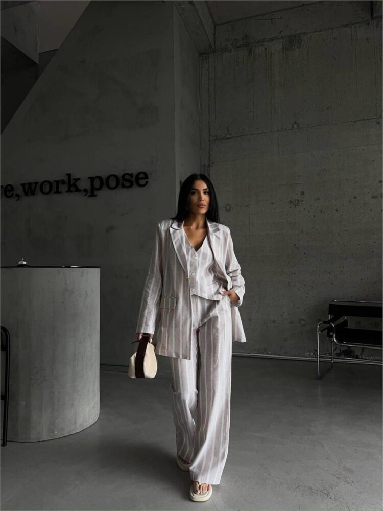 Striped Linen Jacket - Producer: Ello - Wholesale Women Clothes - TheBS Women