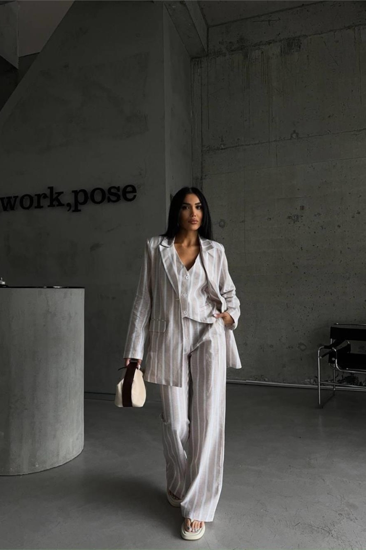 Striped Linen Jacket - Producer: Ello - Wholesale Women Clothes - TheBS Women