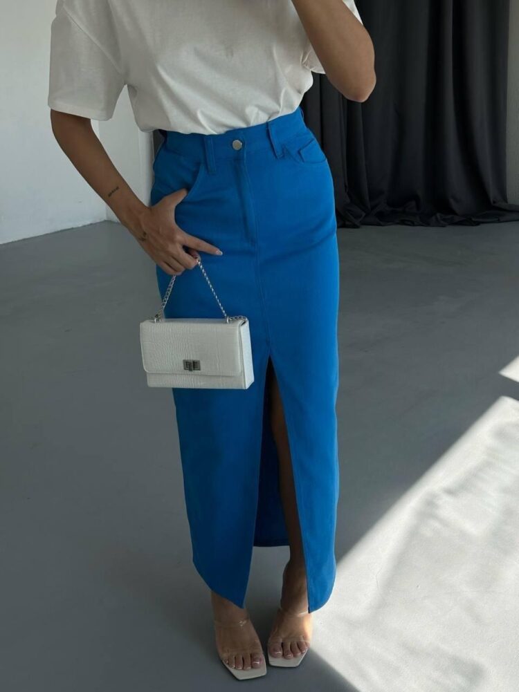 Front Slit Gabardine Long Skirt - Producer: Ello - Wholesale Women Clothes - TheBS Women