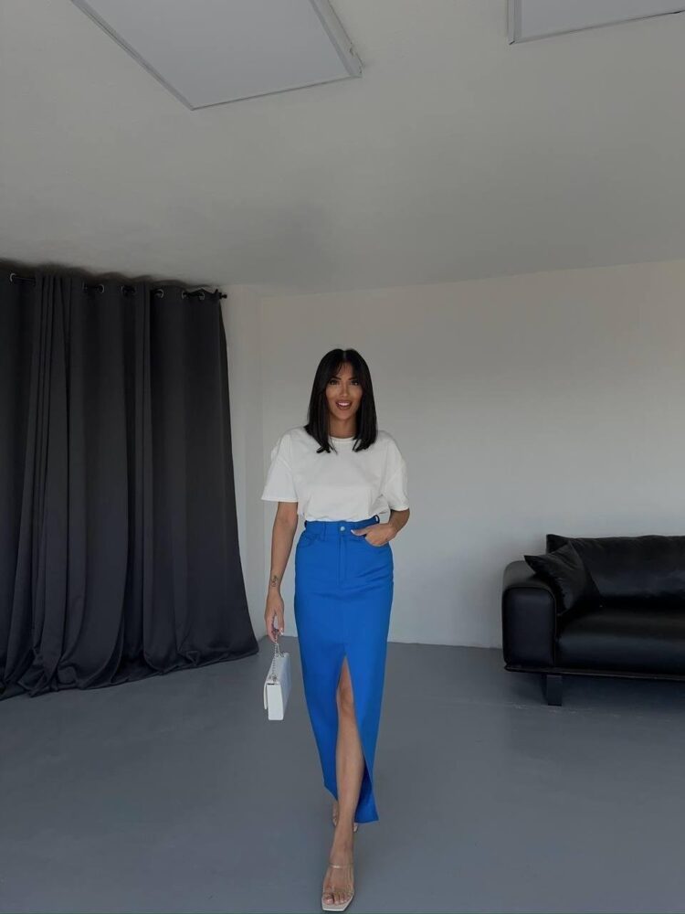 Front Slit Gabardine Long Skirt - Producer: Ello - Wholesale Women Clothes - TheBS Women