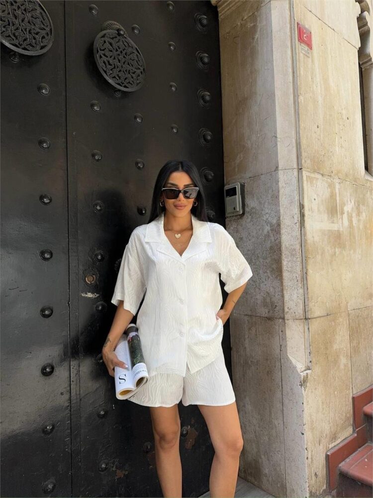 Jacquard Shirt Shorts Set - Producer: Ello - Wholesale Women Clothes - TheBS Women