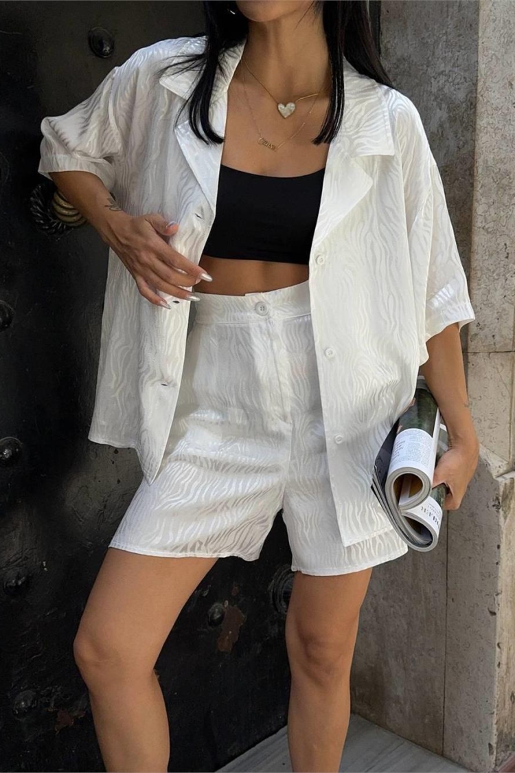 Jacquard Shirt Shorts Set - Producer: Ello - Wholesale Women Clothes - TheBS Women