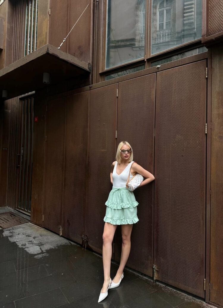 Elastic Waist Ruffle Mini Skirt - Producer: Ello - Wholesale Women Clothes - TheBS Women