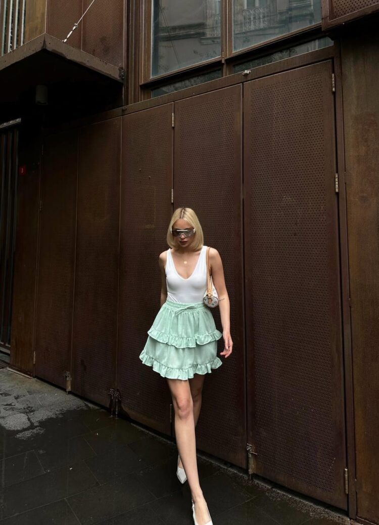 Elastic Waist Ruffle Mini Skirt - Producer: Ello - Wholesale Women Clothes - TheBS Women
