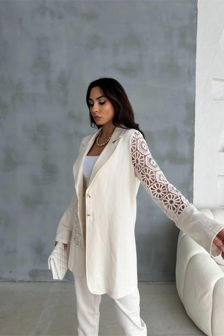 Lace Piece Linen Jacket Suit - Producer: Ello - Wholesale Women Clothes - TheBS Women