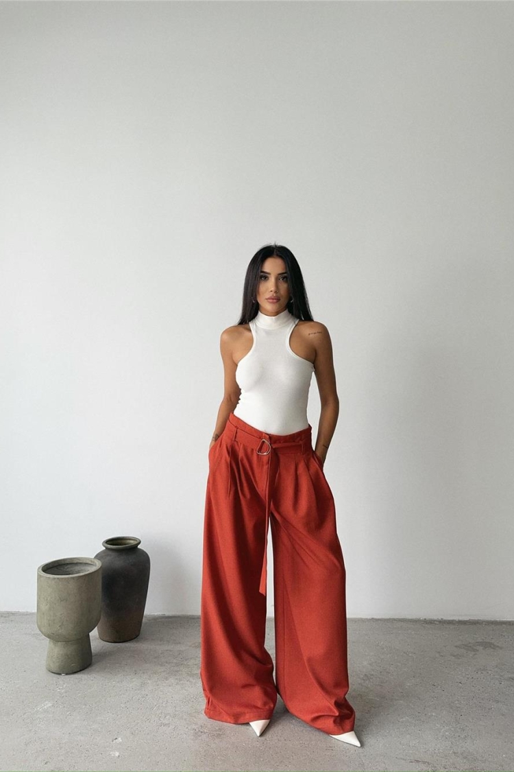 Palazzo Trousers With Ring Belt Tile - Producer: Ello - Wholesale Women Clothes - TheBS Women