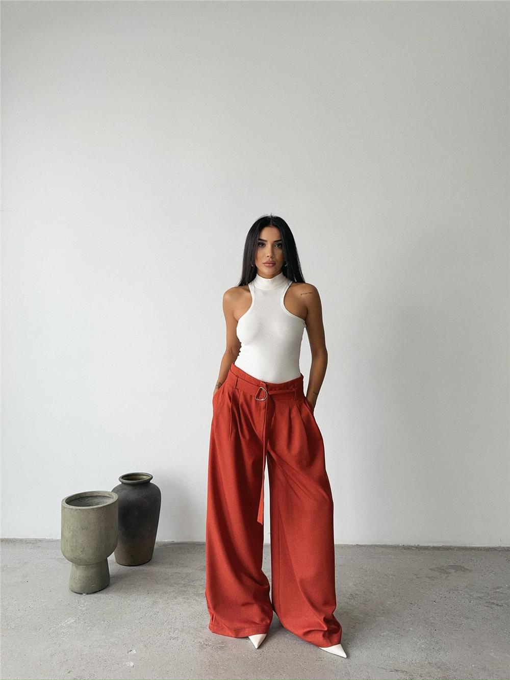 Palazzo Trousers With Ring Belt Tile - Producer: Ello - Wholesale Women Clothes - TheBS Women
