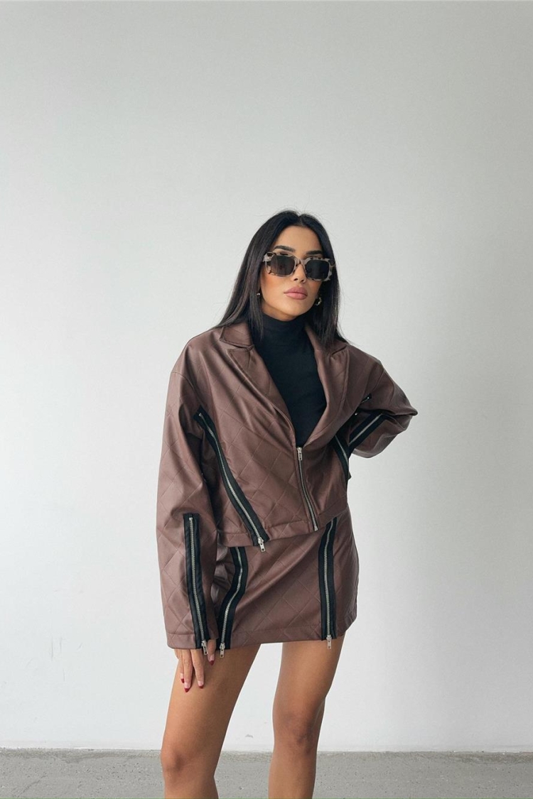 Zipper Detail Quilted Leather Jacket - Producer: Ello - Wholesale Women Clothes - TheBS Women
