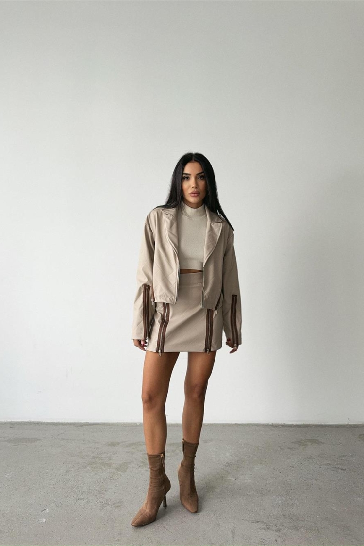Zippered Quilted Leather Skirt - Producer: Ello - Wholesale Women Clothes - TheBS Women