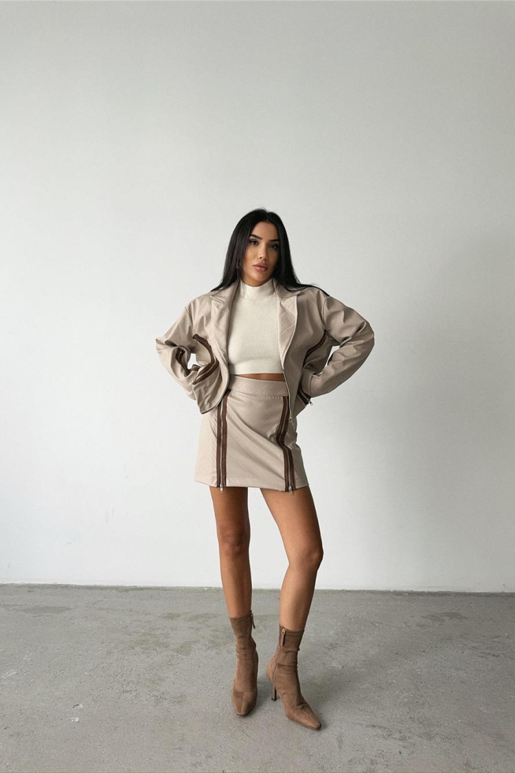 Zippered Quilted Leather Skirt - Producer: Ello - Wholesale Women Clothes - TheBS Women