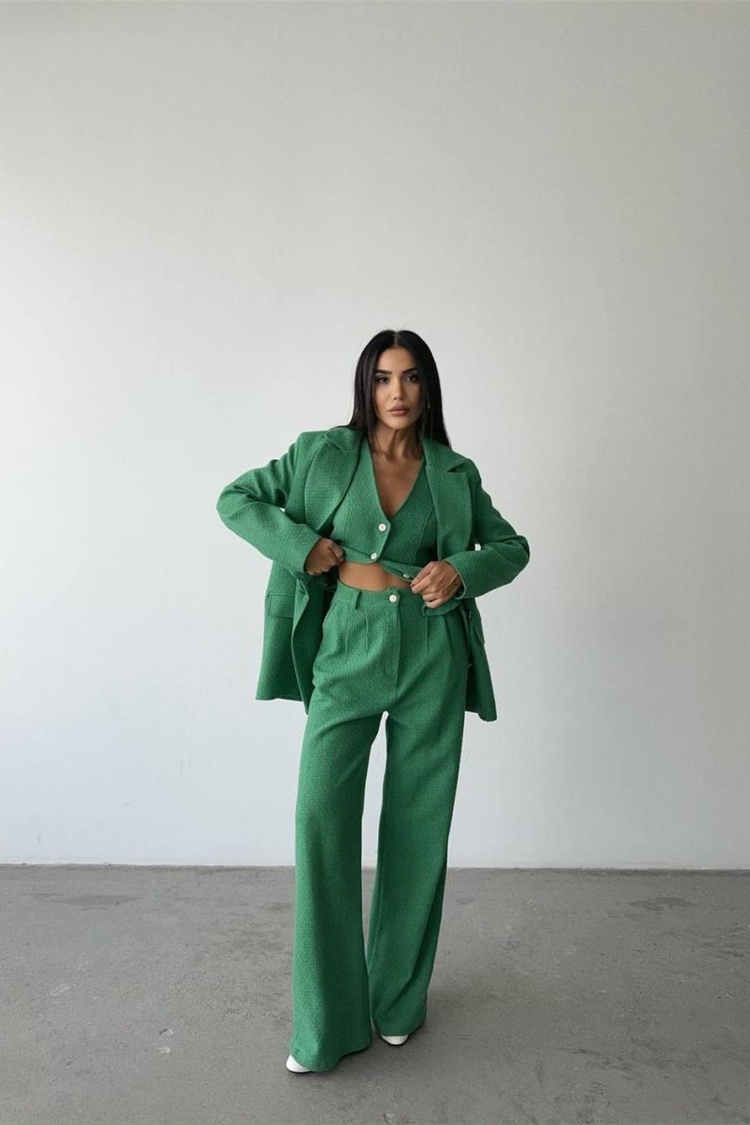 Tweed Fabric 3 Piece Suit - Producer: Ello - Wholesale Women Clothes - TheBS Women
