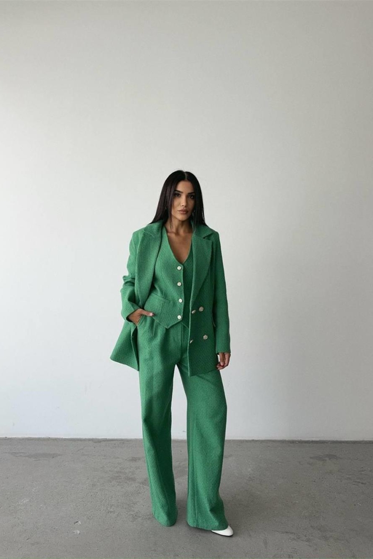 Tweed Fabric 3 Piece Suit - Producer: Ello - Wholesale Women Clothes - TheBS Women