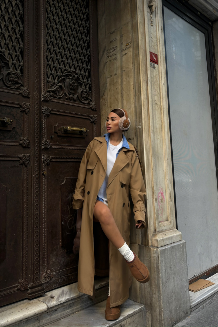 Side Slit Detail Trench Coat - Producer: Ello - Wholesale Women Clothes - TheBS Women