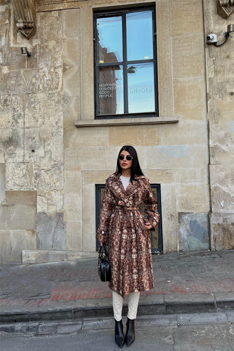 Animal Print Trench Coat - Producer: Ello - Wholesale Women Clothes - TheBS Women