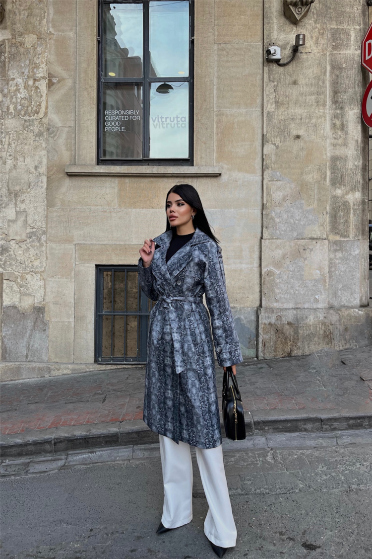 Animal Print Trench Coat - Producer: Ello - Wholesale Women Clothes - TheBS Women
