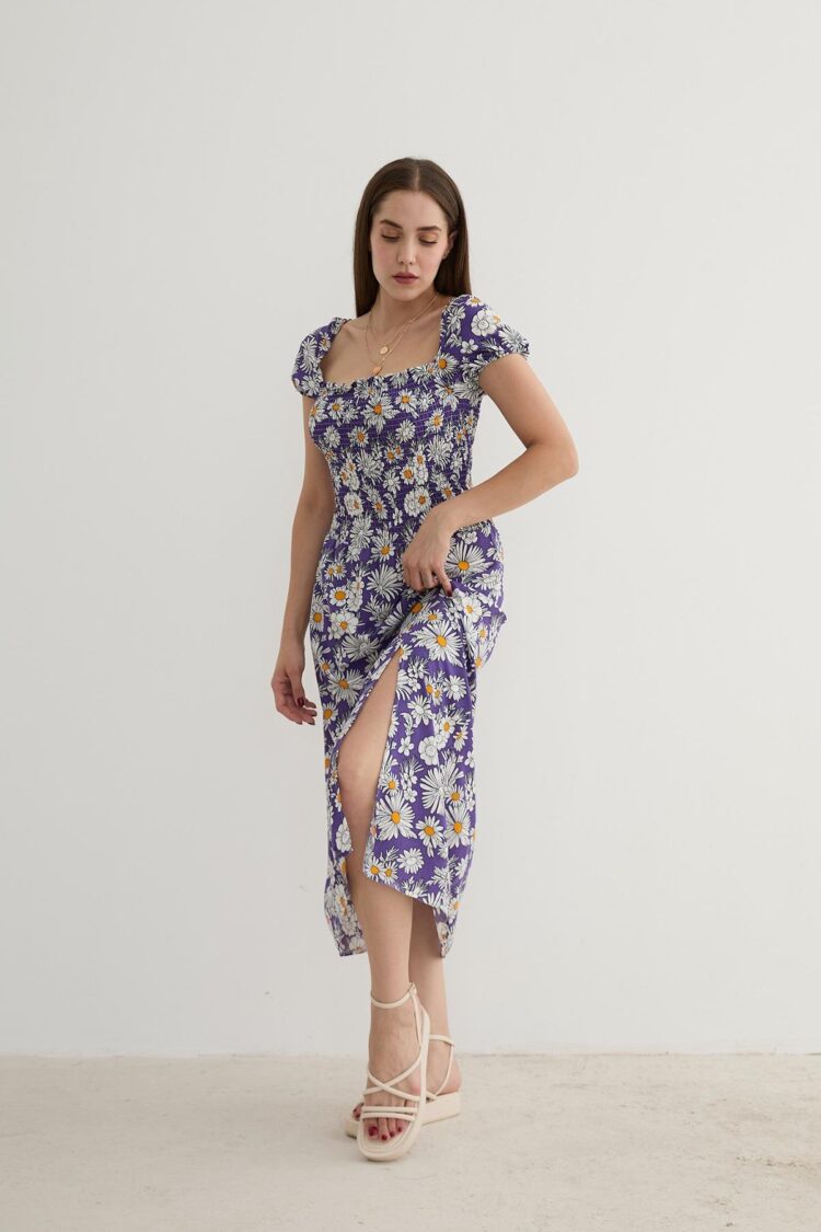 Women's Floral Patterned Slit Dress - Producer: Levure - Wholesale Women Clothes - TheBS Women