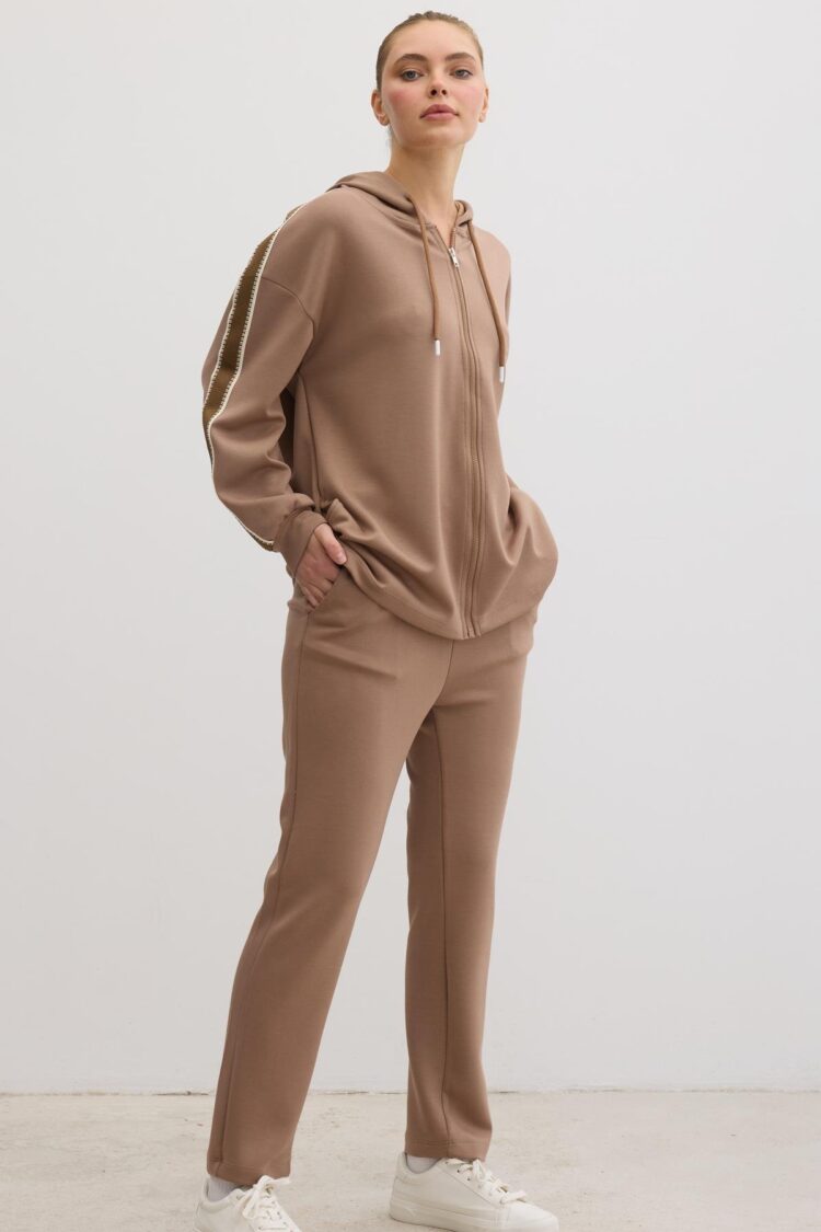 Stripe Detailed Zippered Sweatshirt - Producer: Levure - Wholesale Women Clothes - TheBS Women