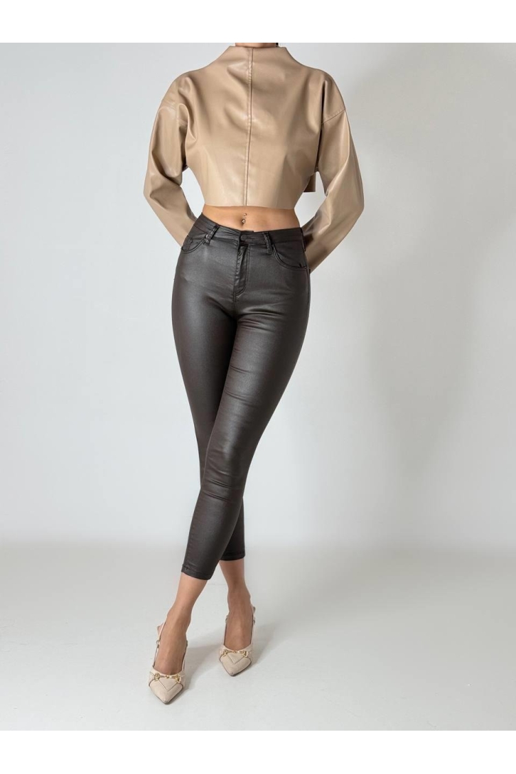 Skinny Leg High Waist Jeans - Dark Brown - Producer: LACARINO - Wholesale Women Clothes - TheBS Women