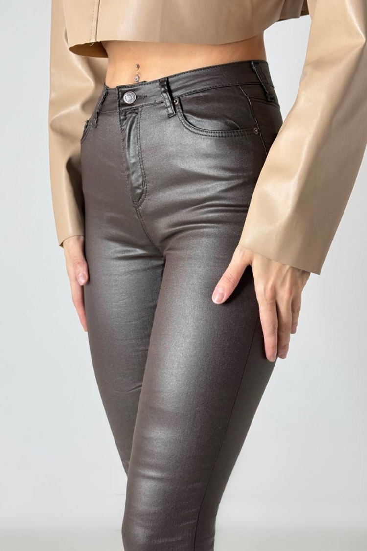 Skinny Leg High Waist Jeans - Dark Brown - Brand: LACARINO - Women & Kids, Baby Clothes Wholesale - TheBS Women