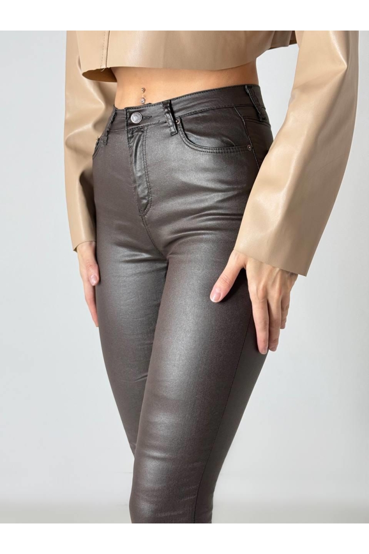 Skinny Leg High Waist Jeans - Dark Brown - Producer: LACARINO - Wholesale Women Clothes - TheBS Women