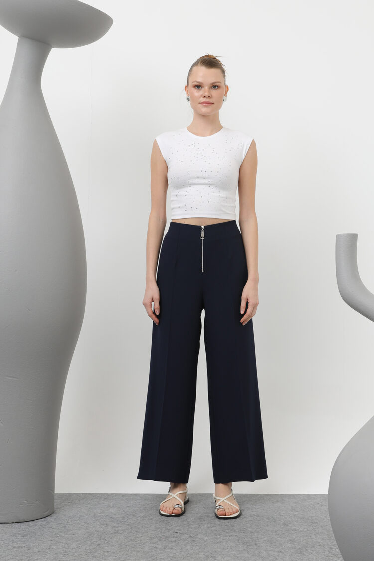 Women's Zipper Detailed Pencil Pants - Navy - Producer: Puane - Wholesale Women Clothes - TheBS Women