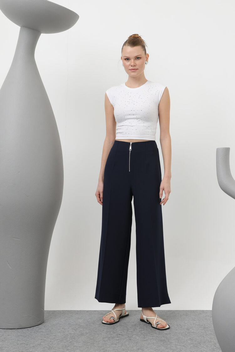 Women's Zipper Detailed Pencil Pants - Navy - Producer: Puane - Wholesale Women Clothes - TheBS Women