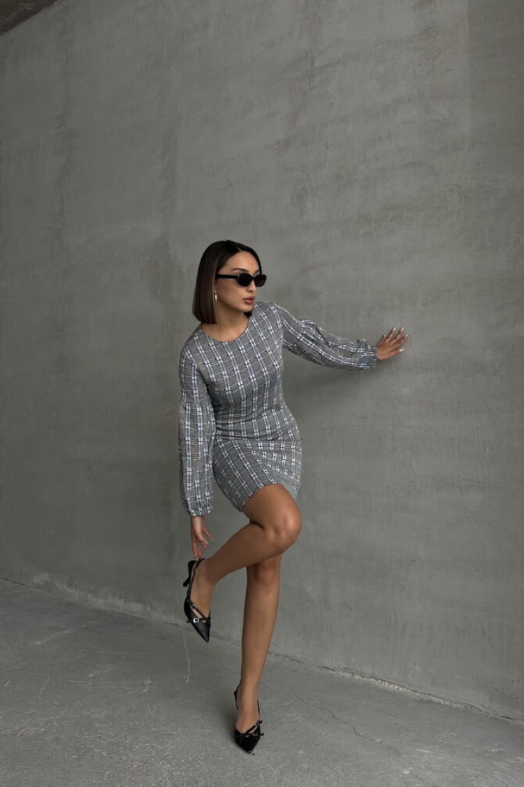 Plaid Wholesale Dress - Navy - Producer: Topshow - Wholesale Women Clothes - TheBS Women