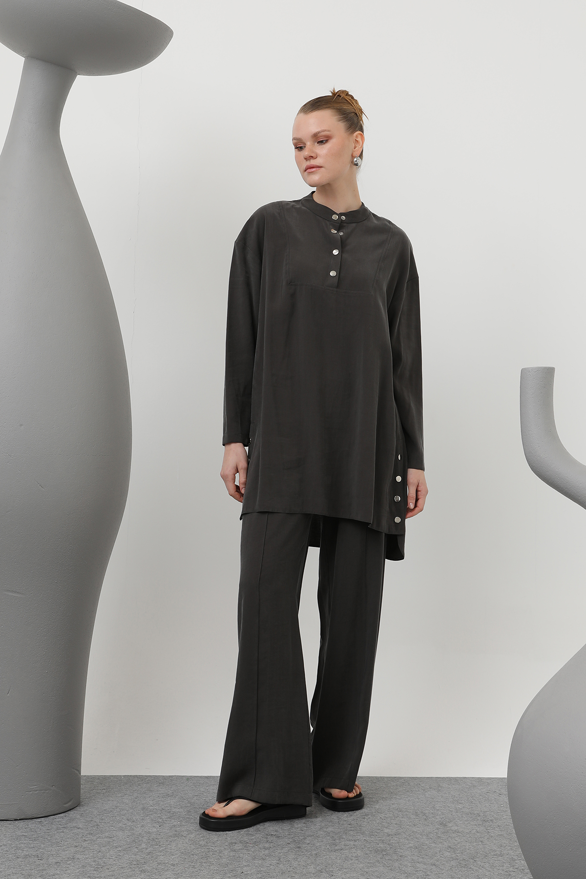 Women's Dominant Collar Patchwork Button Detailed Trousers Suit - Producer: Puane - Wholesale Women Clothes - TheBS Women